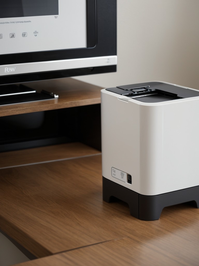 Opt for a compact printer or a wireless printer to save space on your desk.