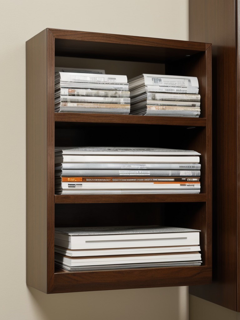 Use wall-mounted magazine holders to store and organize paperwork, magazines, or notebooks.