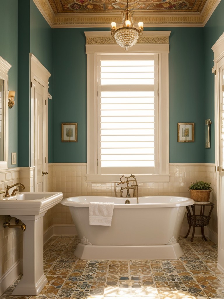 Mediterranean-style bathroom decor featuring vibrant tiles, ornate fixtures, and warm, inviting colors.