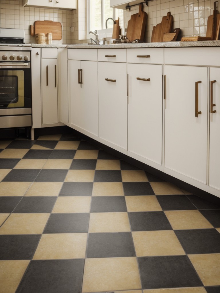 Upgrade your flooring with vintage-inspired linoleum or patterned tiles to add a touch of retro style to your kitchen.