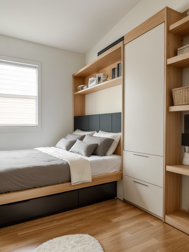 Maximize storage in a one-bedroom apartment by opting for multifunctional furniture, such as a bed with built-in drawers or a foldable dining table with storage shelves.
