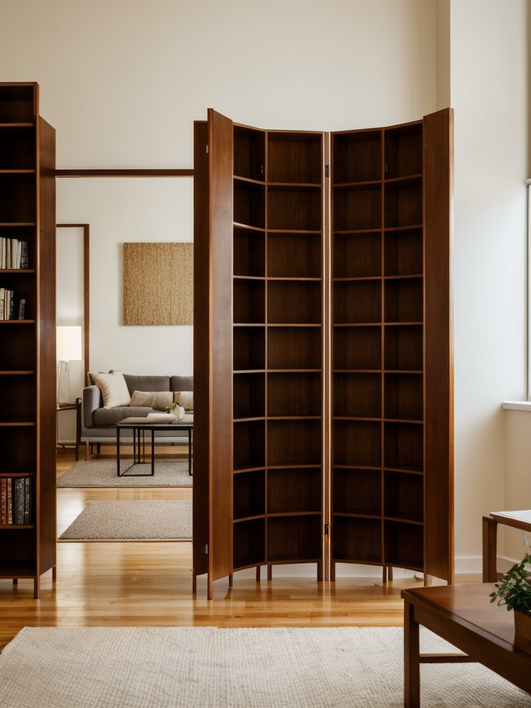 Use a room divider, such as a folding screen or bookshelf, to create different zones within your one-bedroom apartment, providing privacy and separation.