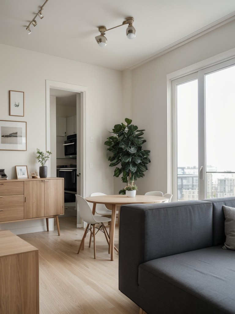 Gender-neutral furniture choices to create an inclusive and versatile one-bedroom apartment design.