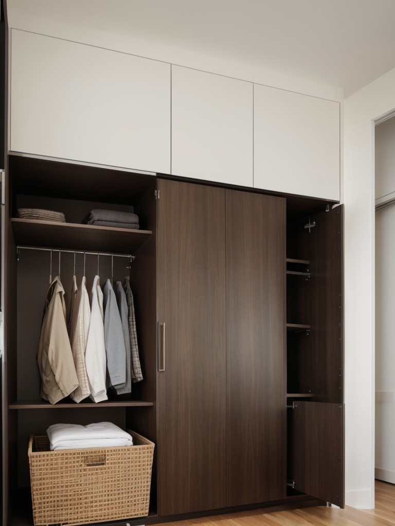 Multifunctional furniture designs that maximize storage and functionality in a small one-bedroom apartment.