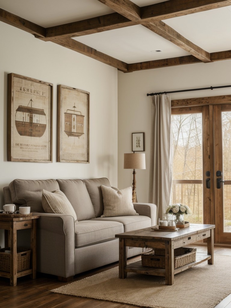 Rustic farmhouse furniture and decor ideas for a cozy and inviting one-bedroom apartment.