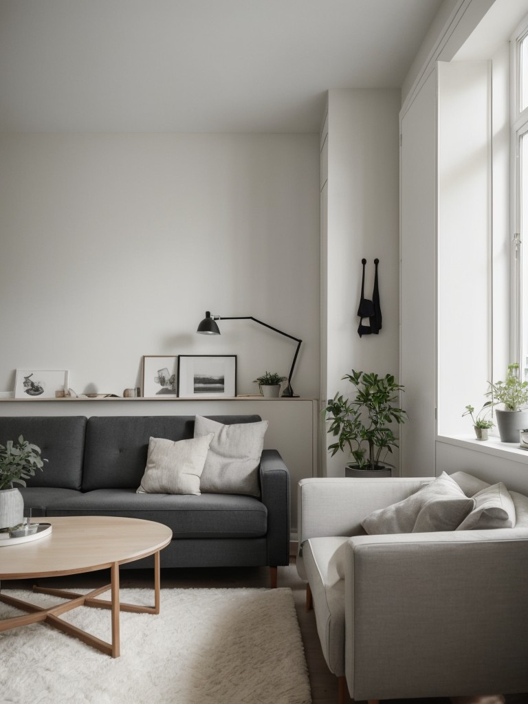 Scandinavian design furniture for a sleek and cozy one-bedroom apartment aesthetic.