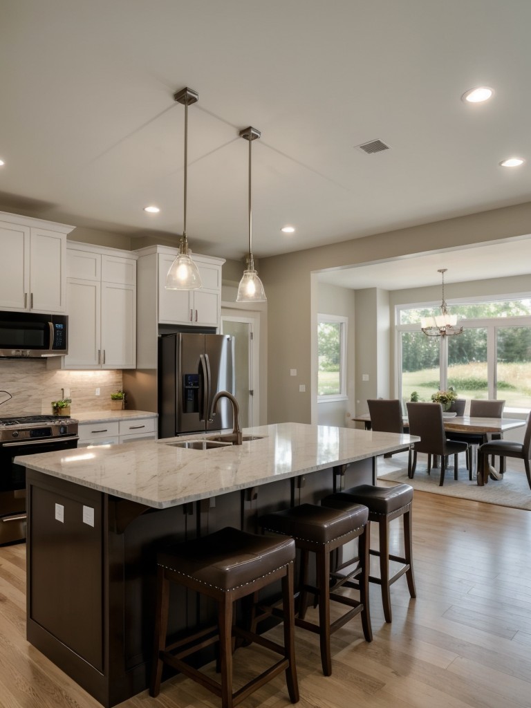 Open-concept kitchen with a breakfast bar, maximizing space and providing a seamless transition to the living area for entertaining guests.