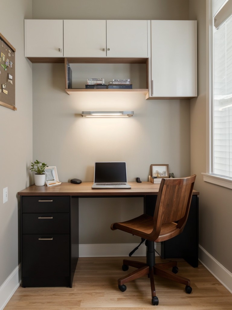 Incorporate a small work area with a compact desk, comfortable chair, and task lighting for those times when work or study needs to be done in the bedroom.