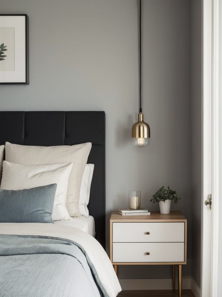 Install wall-mounted bedside sconces or pendant lights to save space and add a modern touch to the room.