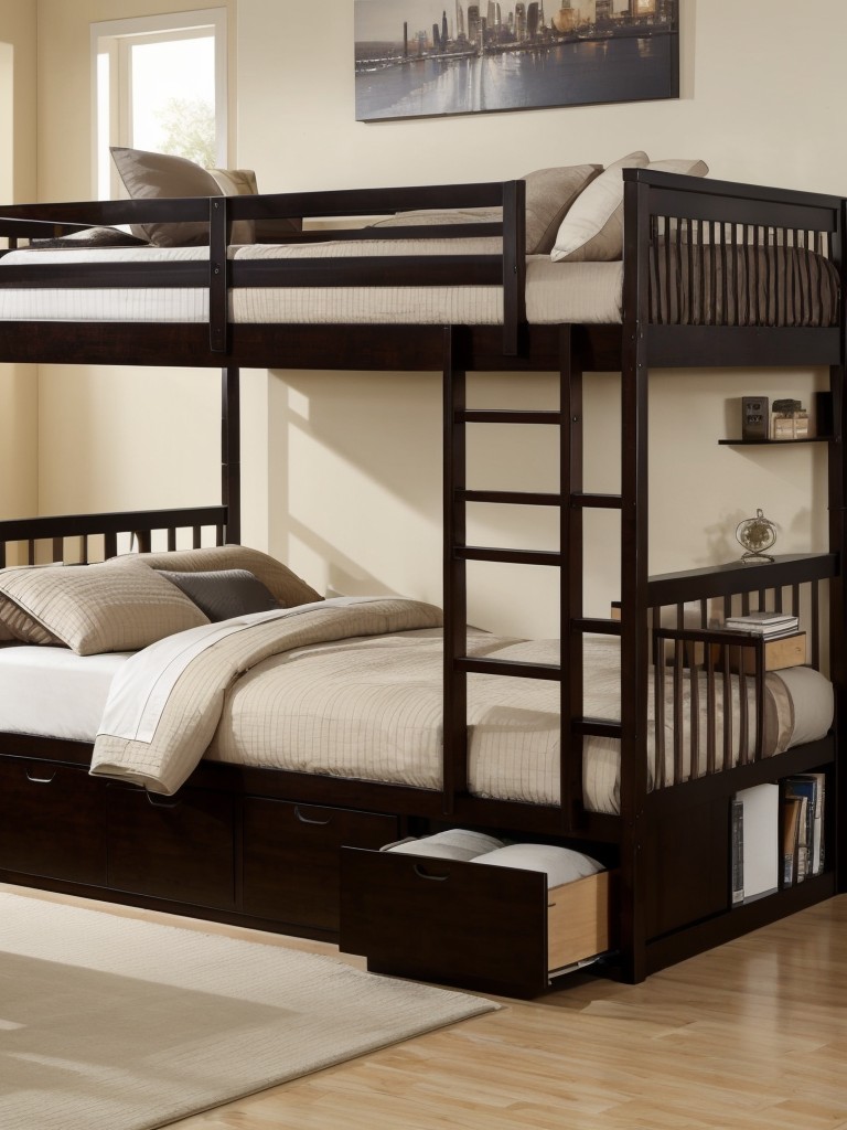 Maximize space with multifunctional furniture like a platform bed with built-in storage or a loft bed.