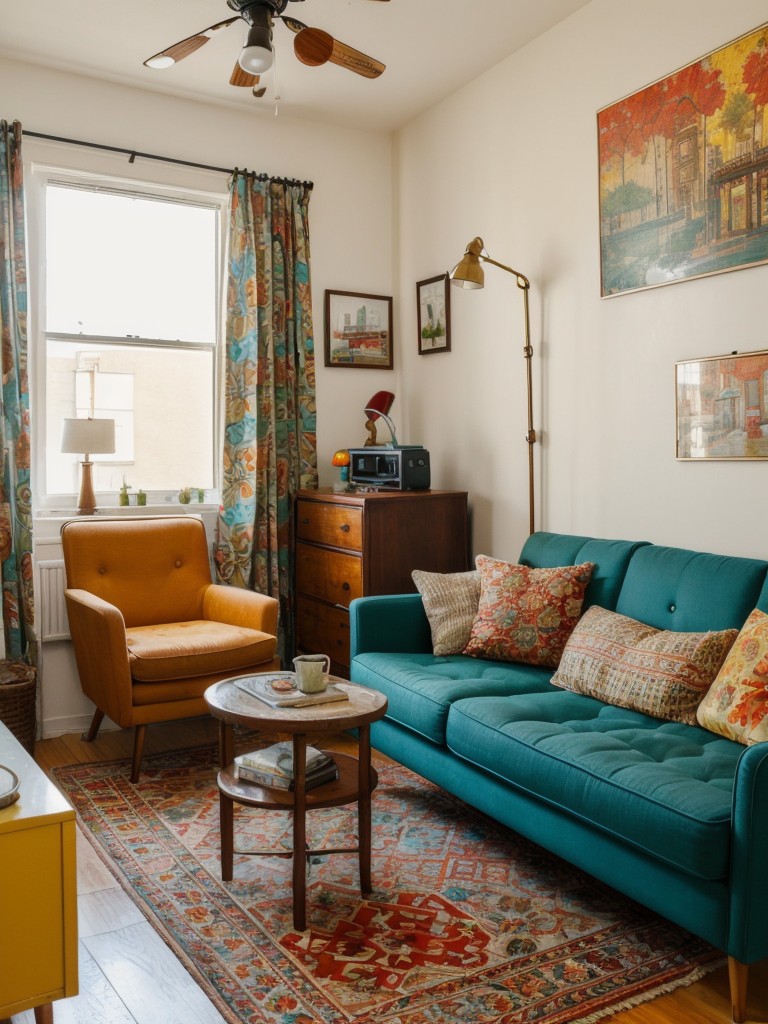 Create a unique and eclectic look in your one bedroom apartment by mixing vintage furniture, colorful textiles, and unexpected accents.