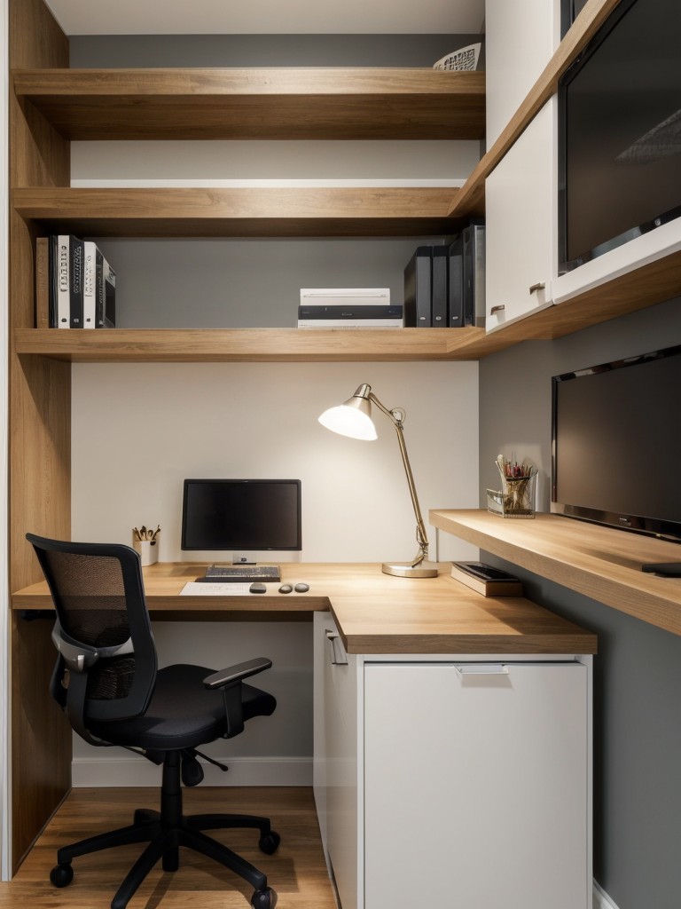 Design a functional and stylish home office in your one bedroom apartment by incorporating a comfortable desk, ergonomic chair, and ample storage for supplies.
