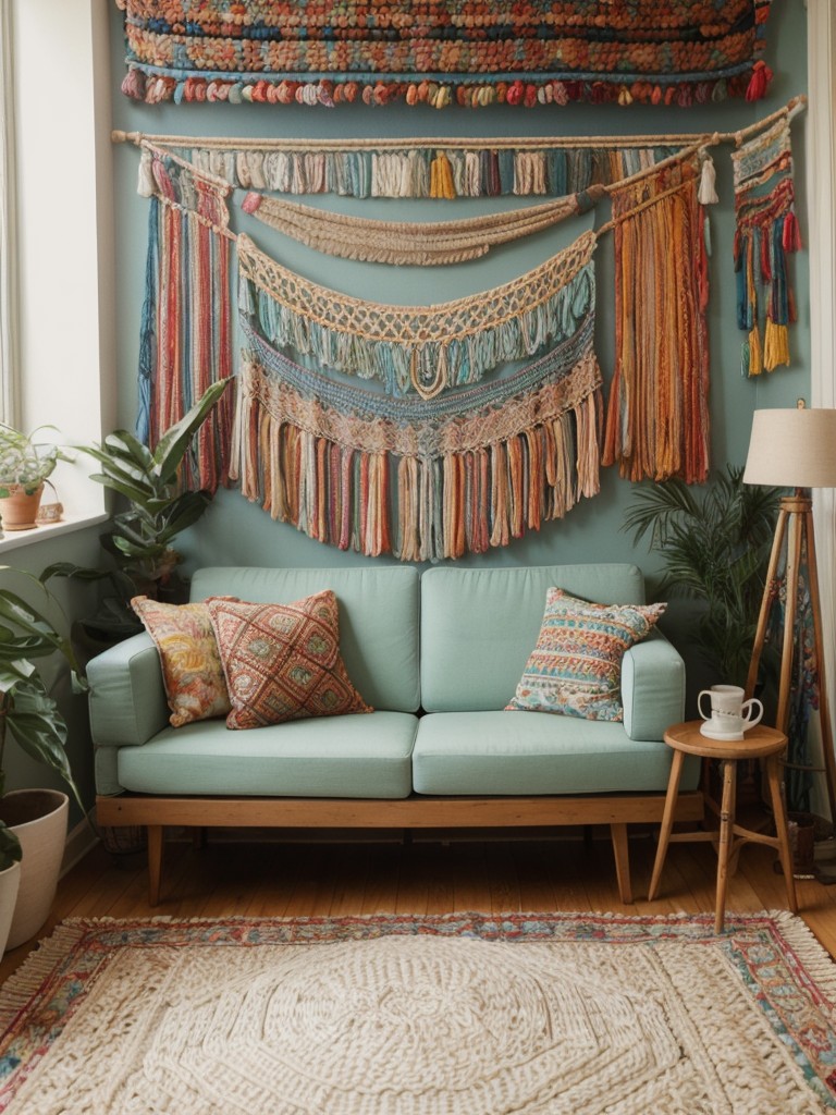Embrace a bohemian-inspired style in your one bedroom apartment by incorporating colorful textiles, macrame? wall hangings, and vintage furniture.