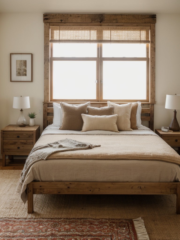 Bring in plenty of natural textures, such as woven rugs or wooden furniture, to add warmth and a sense of rustic charm to your one-bedroom apartment.