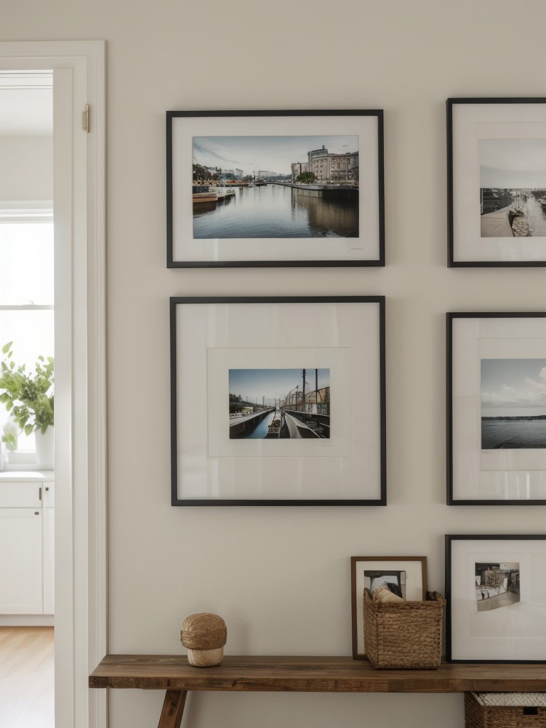 Create a gallery wall with framed artwork or photographs to add personal touches and make the space feel more like home.