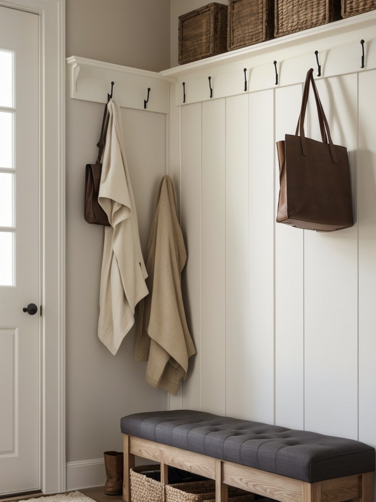 Create a welcoming entryway by adding a small bench, hooks for coats and bags, and a decorative mirror to check your appearance before leaving.