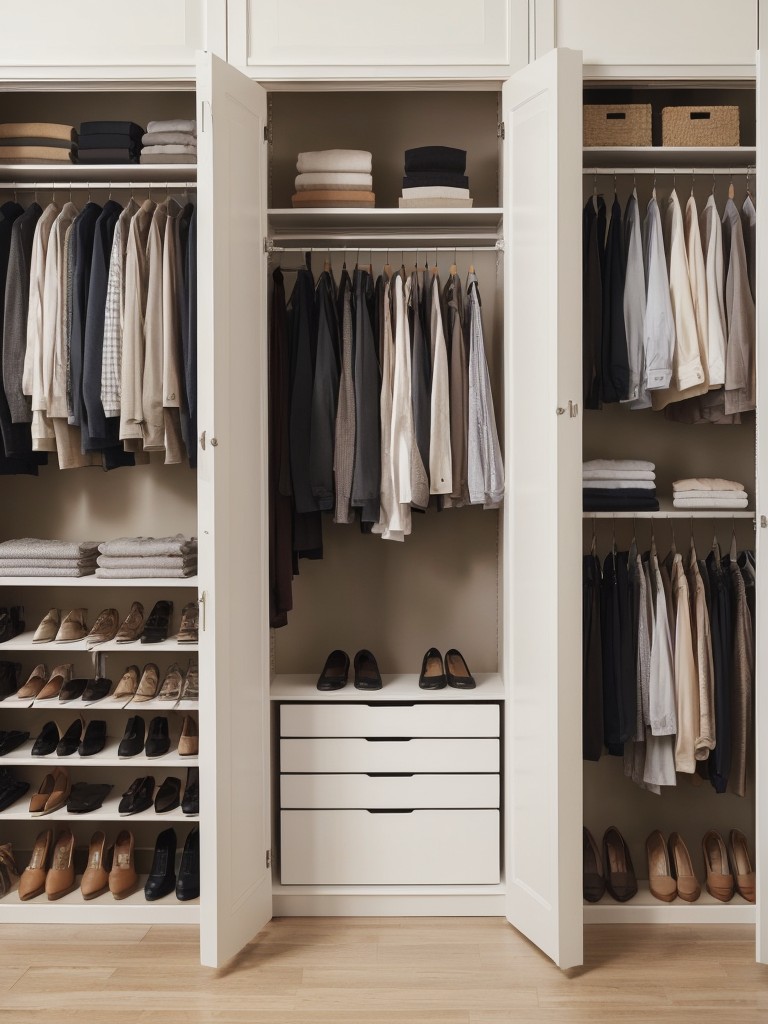 Customize your closet space with organizers and dividers to create a functional storage solution for clothing, shoes, and accessories.