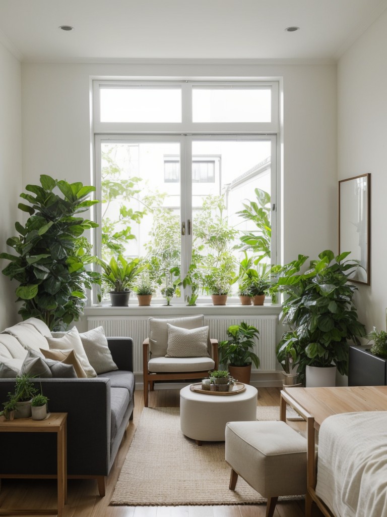 Incorporate greenery and plants into your one-bedroom apartment to add natural beauty and create a sense of calm and freshness.