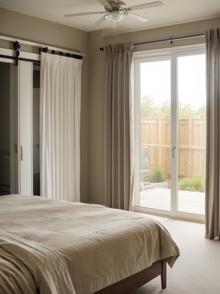 Use sliding doors or curtains to separate the bedroom from the living area, giving the illusion of additional space and privacy, if desired.