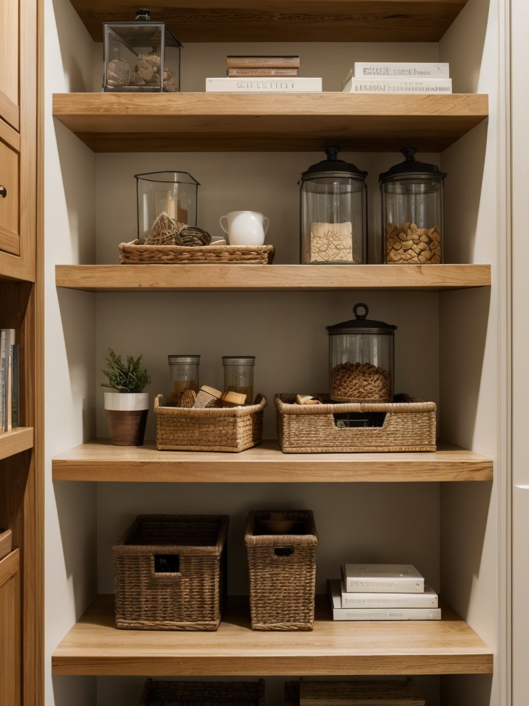 Embrace open shelving: Display your favorite items or books on open shelves to create a curated and personalized look while saving valuable shelf space.