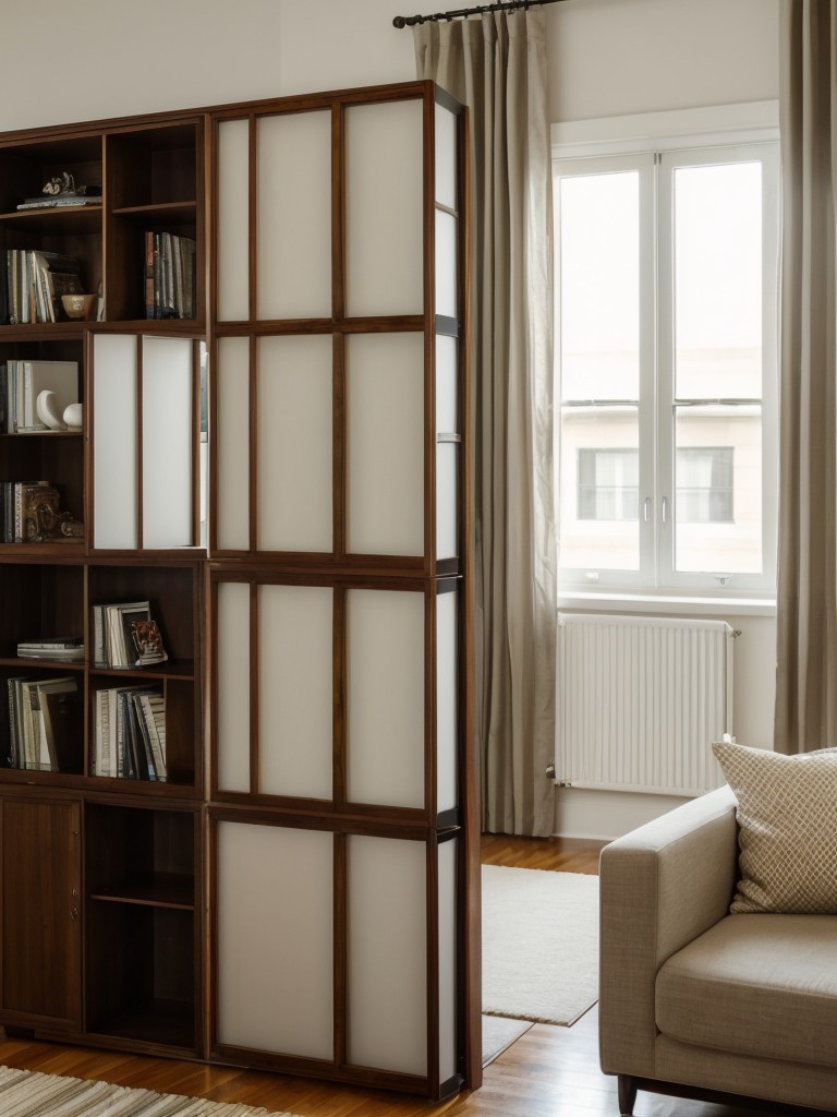 Get creative with room dividers: Use decorative screens, bookshelves, or hanging curtains to separate different areas within your one-room apartment.