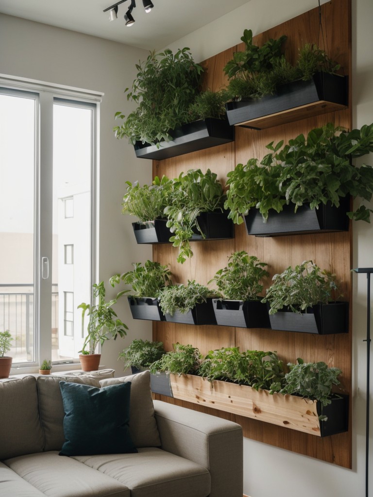 Make use of vertical gardening: Hang planters or create a living wall to bring nature indoors and add a touch of greenery to your apartment.