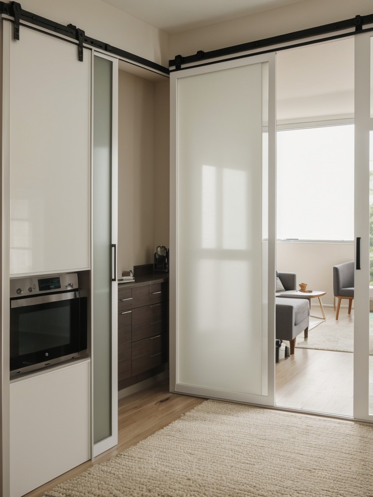 Utilize sliding doors: Install sliding doors or pocket doors to save space and add a modern touch to your apartment design.