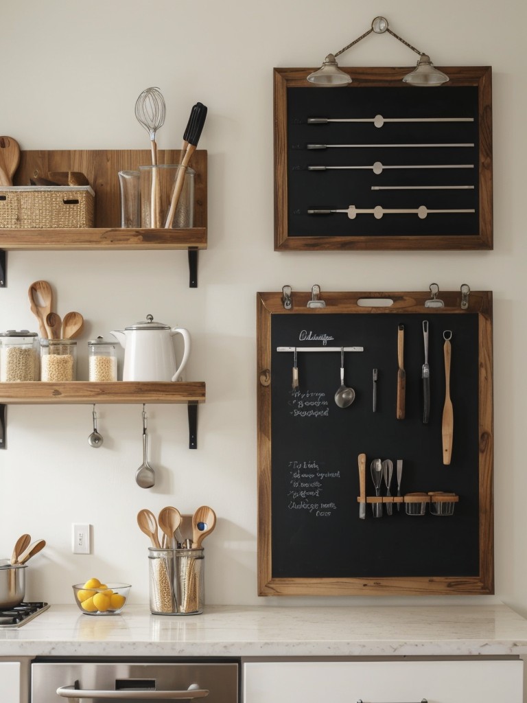 Utilize wall space for functional decor: Hang a pegboard or wall-mounted organizers to store and display your favorite kitchen items or art supplies.