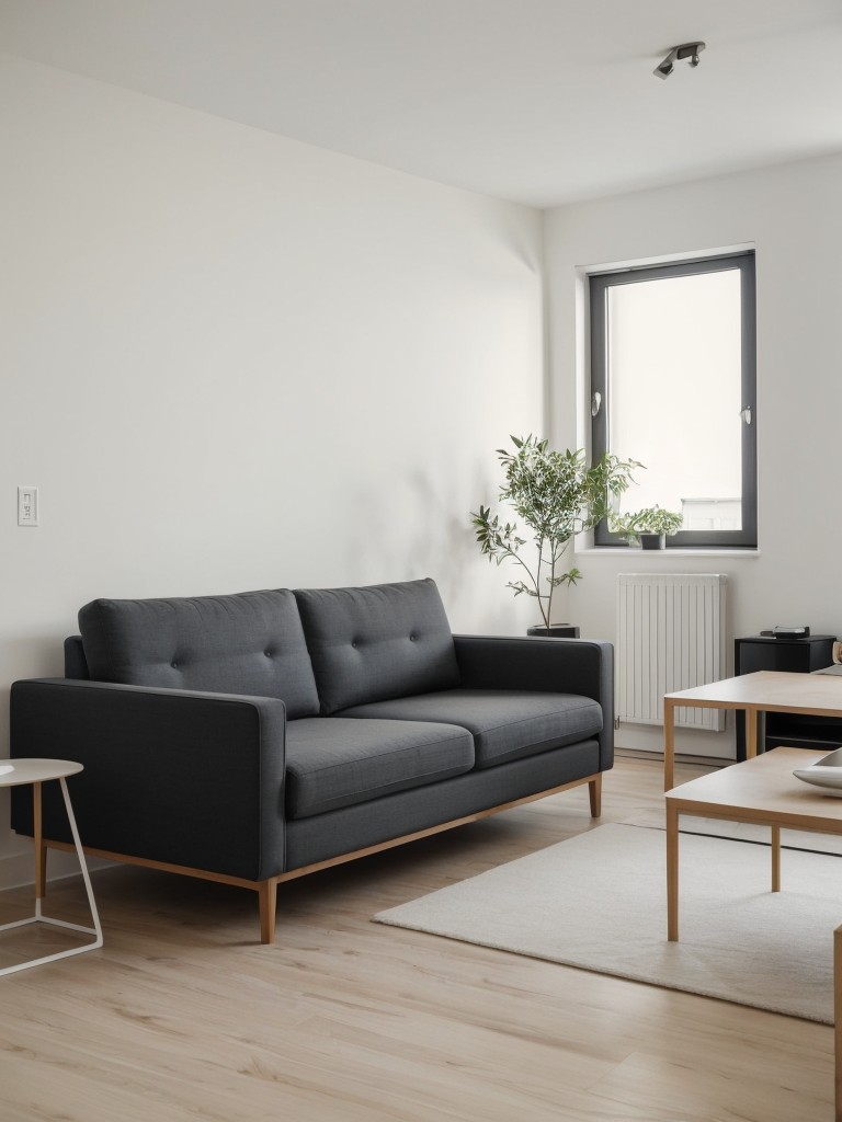 Incorporating a minimalist design approach in a one room apartment, keeping furniture and décor to a minimum and focusing on clean lines, simplicity, and functionality.