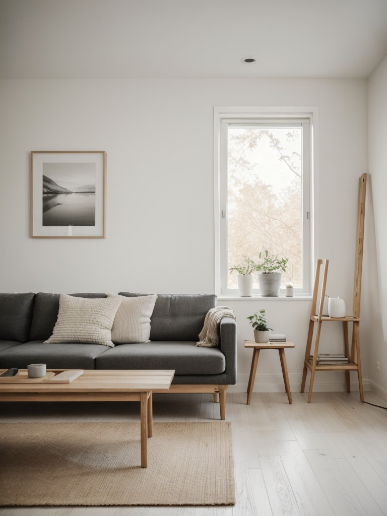 Scandinavian-inspired living room design with light, natural materials, simple clean lines, and a focus on functionality.