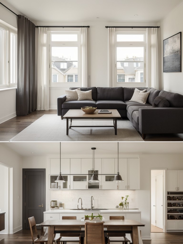Combine traditional and contemporary design elements to create a seamless and balanced transitional apartment design.
