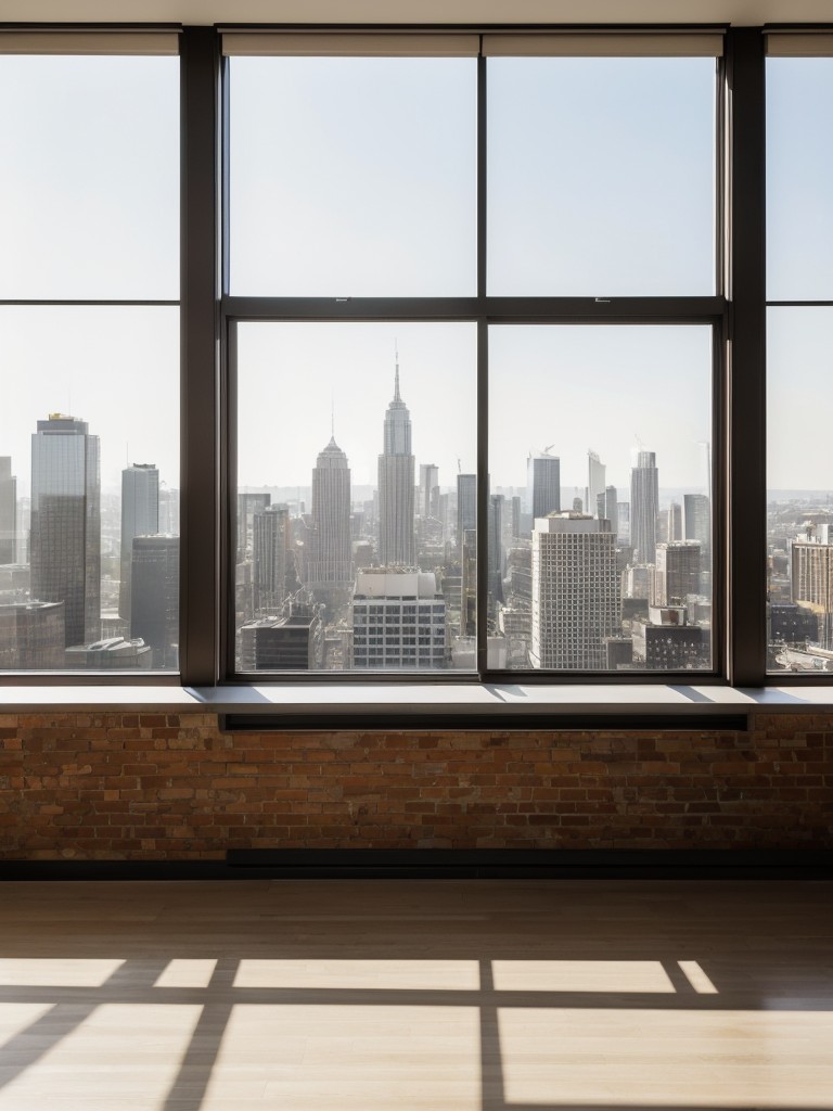 Embrace large windows to let in natural light and provide stunning views of the cityscape, while also opting for minimal window treatments to maintain the loft's modern aesthetic.