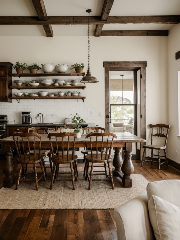 Incorporate antique or vintage furniture pieces to add character and charm to a farmhouse-inspired apartment design.