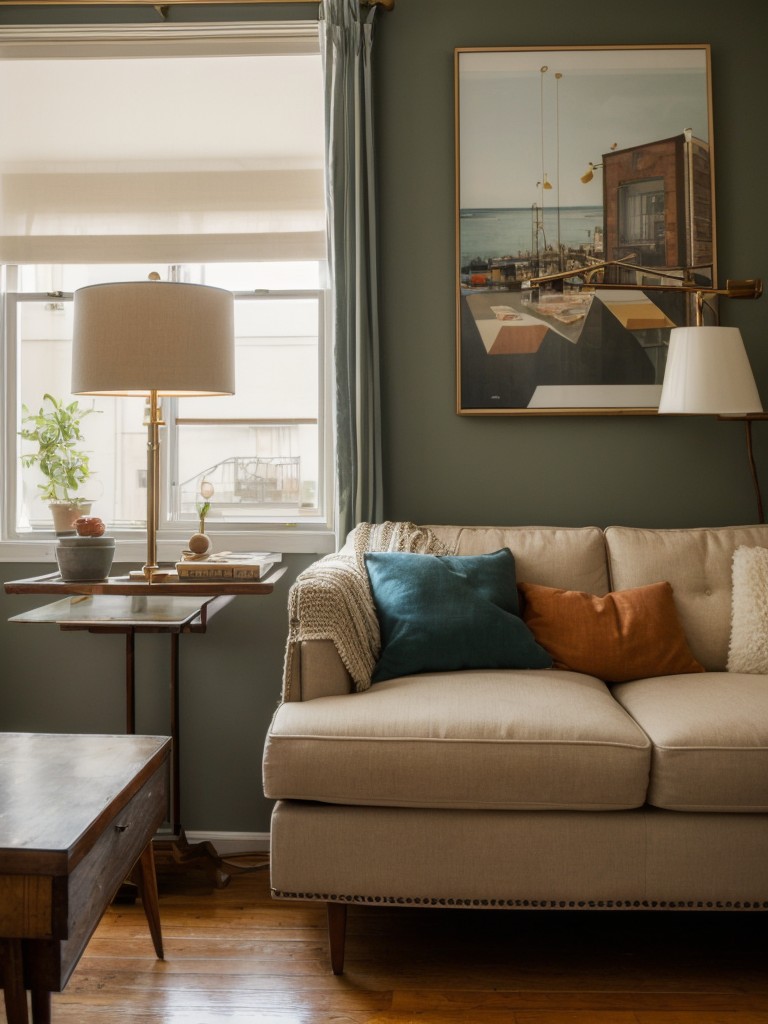 Incorporate unique and unexpected elements, such as vintage furniture, statement lighting fixtures, or playful art pieces, to showcase your personal style in an eclectic apartment.