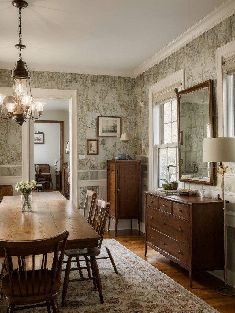 Incorporate vintage-inspired wallpaper, light fixtures, or artwork to add character and create focal points in a vintage-inspired apartment design.