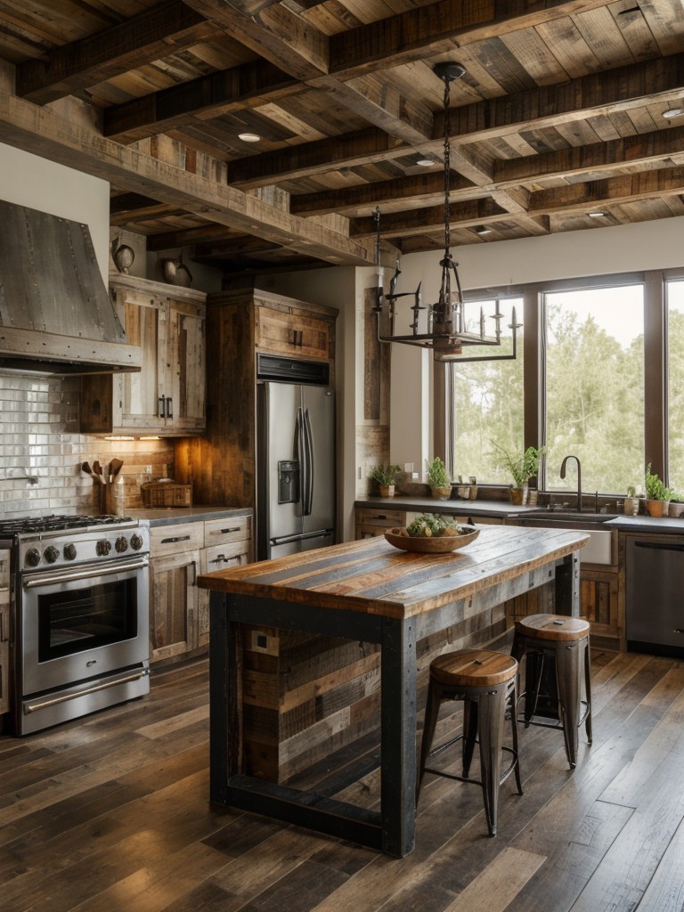 Use reclaimed wood, distressed finishes, and wrought iron accents to achieve a rustic farmhouse aesthetic in an apartment.