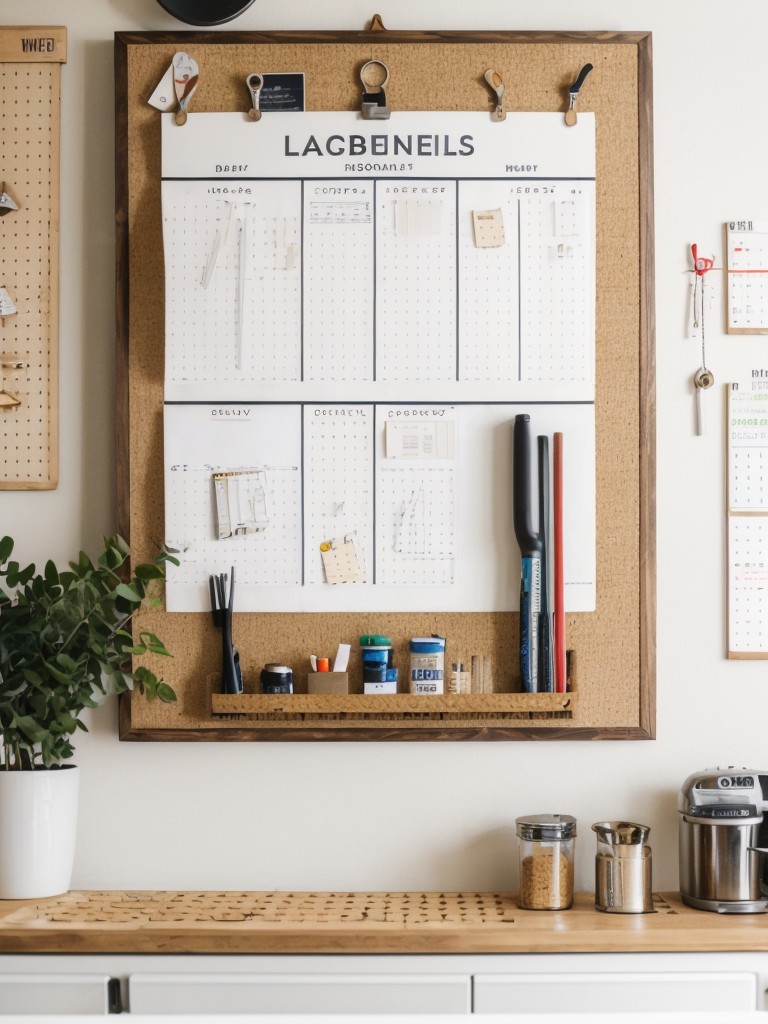 Implementing a pegboard or corkboard to keep daily essentials and messages organized.