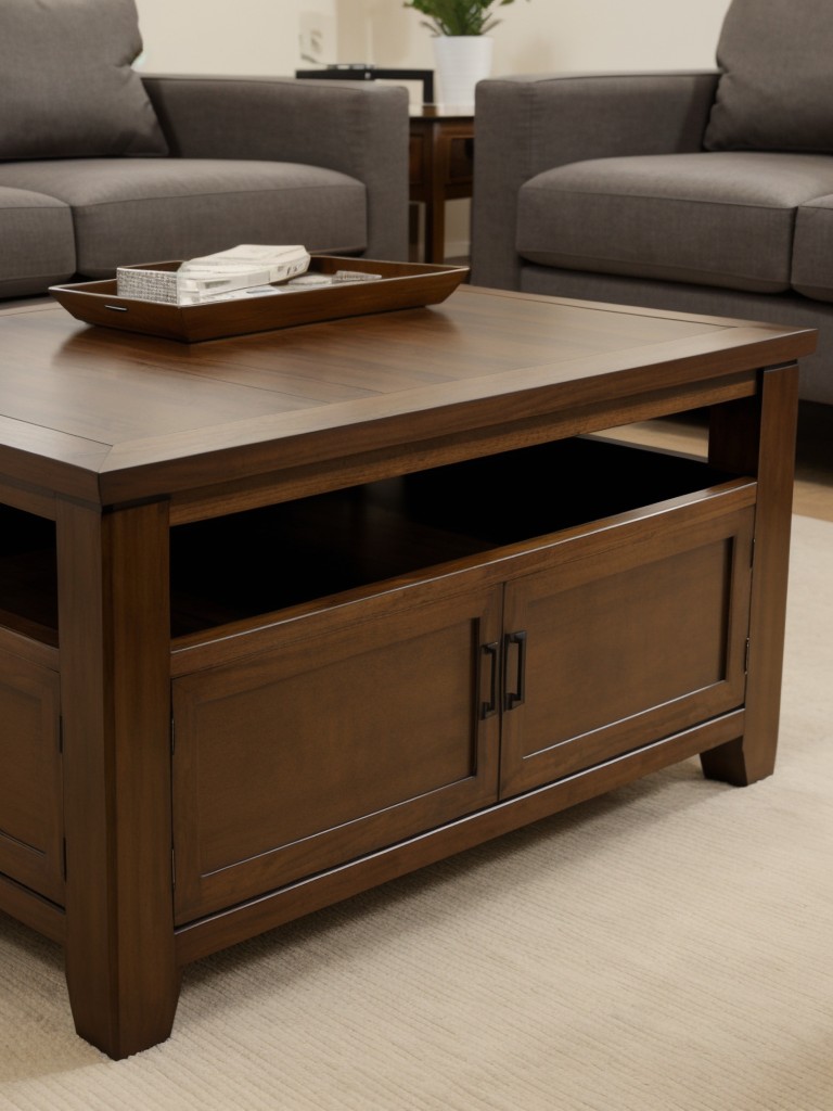 Investing in furniture with built-in compartments, such as ottomans or coffee tables with hidden storage.