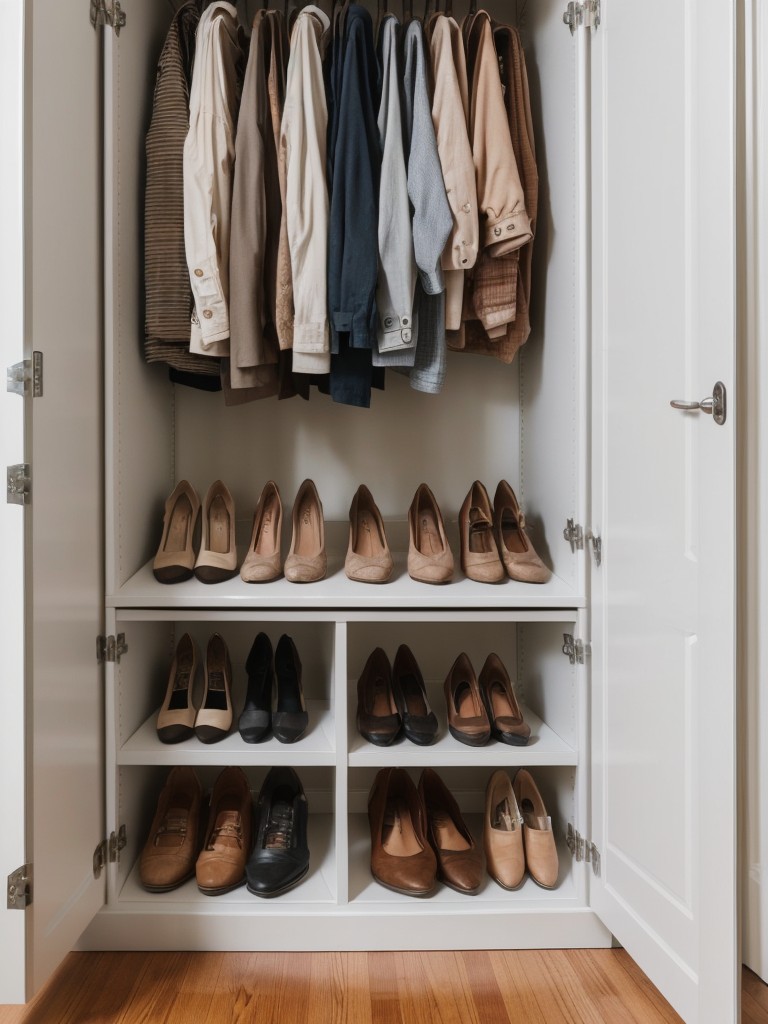 Investing in space-saving storage solutions such as under-bed storage containers and hanging shoe organizers.