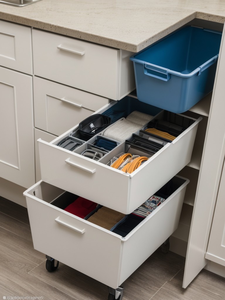 Utilizing collapsible storage bins that can easily be stored when not in use.