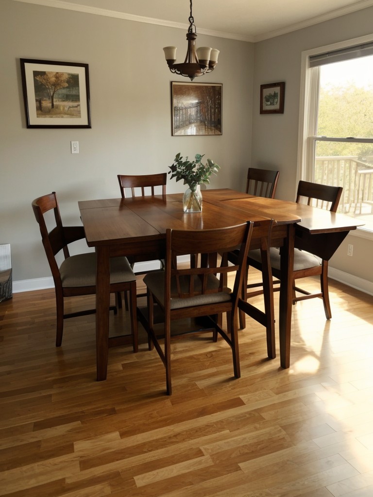 Utilizing a folding dining table or drop-leaf table to save space.