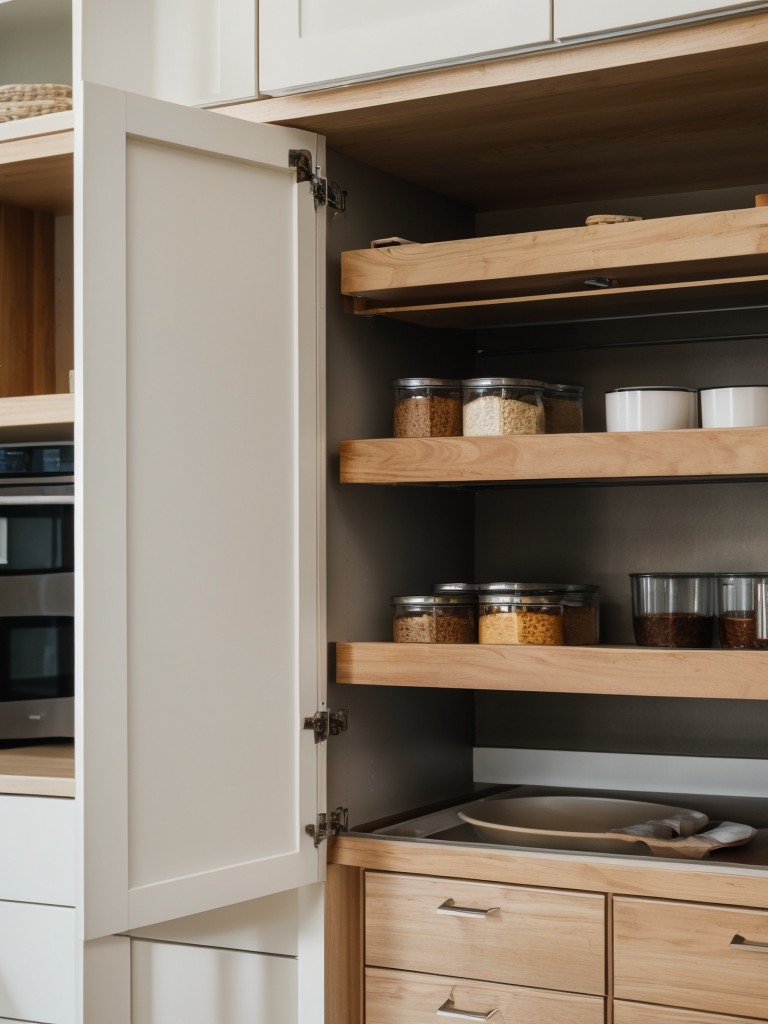 Utilizing the space above kitchen cabinets for storage of rarely used items.