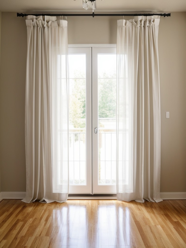 Hanging a row of floor-to-ceiling curtains to create a temporary partition that can be easily opened or closed.