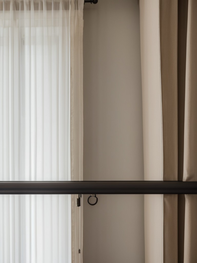 Incorporating a hanging rod with curtains to create a flexible and easily adjustable partition solution for small apartments.