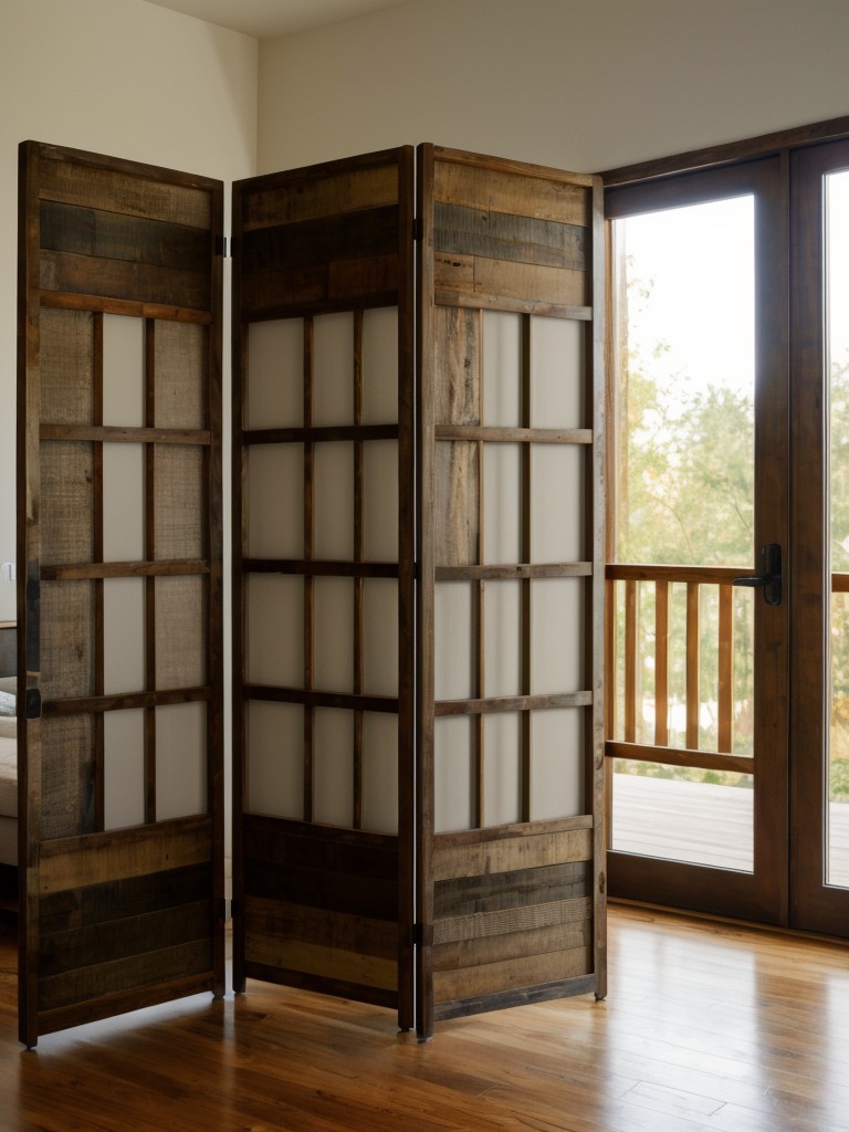 Using a custom-made room divider made from reclaimed wood or metal for a unique and eco-friendly design statement.