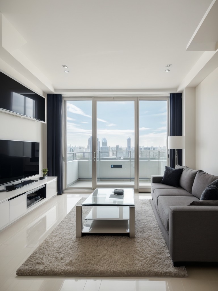 High-tech and futuristic one-bedroom apartment ideas incorporating cutting-edge technology, sleek furniture designs, and smart home automation for a modern and innovative living space.