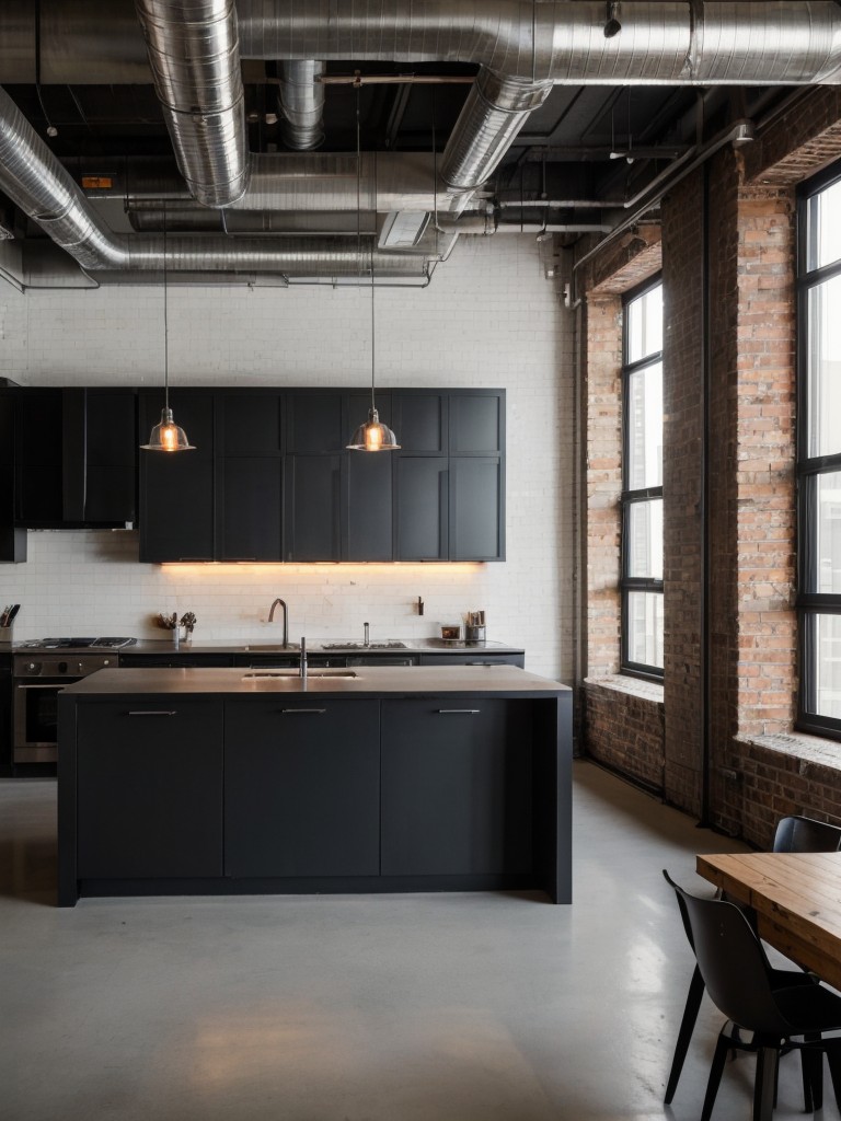 Urban loft-style one-bedroom apartment ideas with open layouts, exposed ductwork, and industrial finishes for a contemporary and edgy living space.