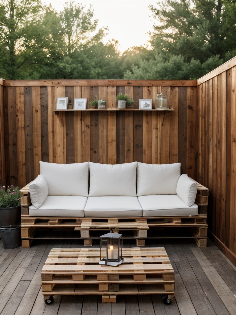 Building a DIY pallet wall or screen to create a cozy and private outdoor area.