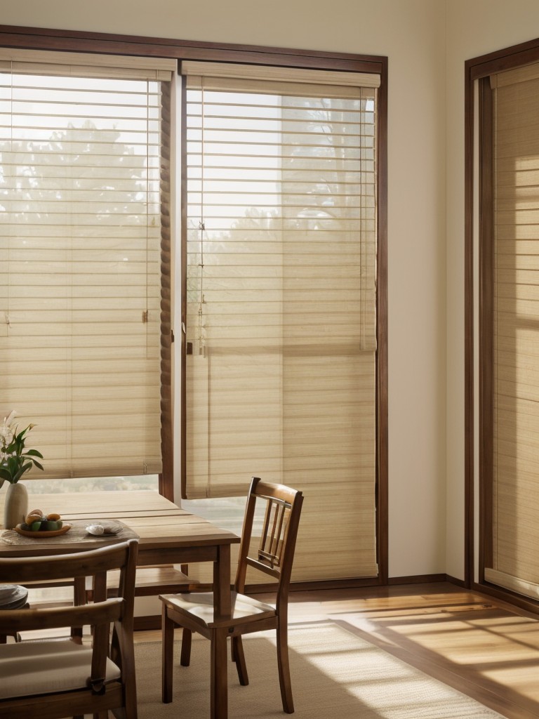 Hanging outdoor bamboo blinds or shades to offer privacy while still allowing airflow.