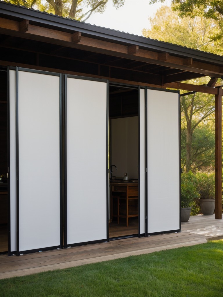 Incorporating a movable outdoor folding screen to adjust the level of privacy as desired.